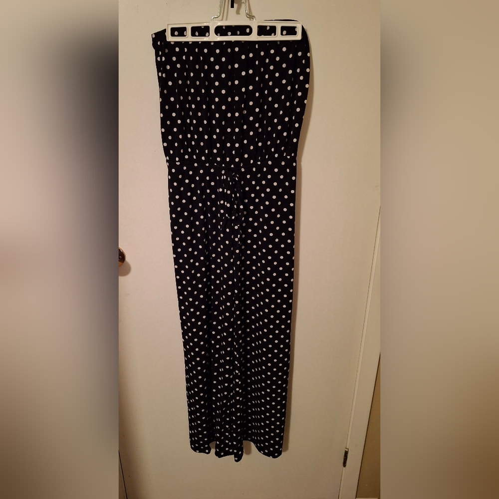 Connected Apparel Black and White Wide-Leg Jumpsuit